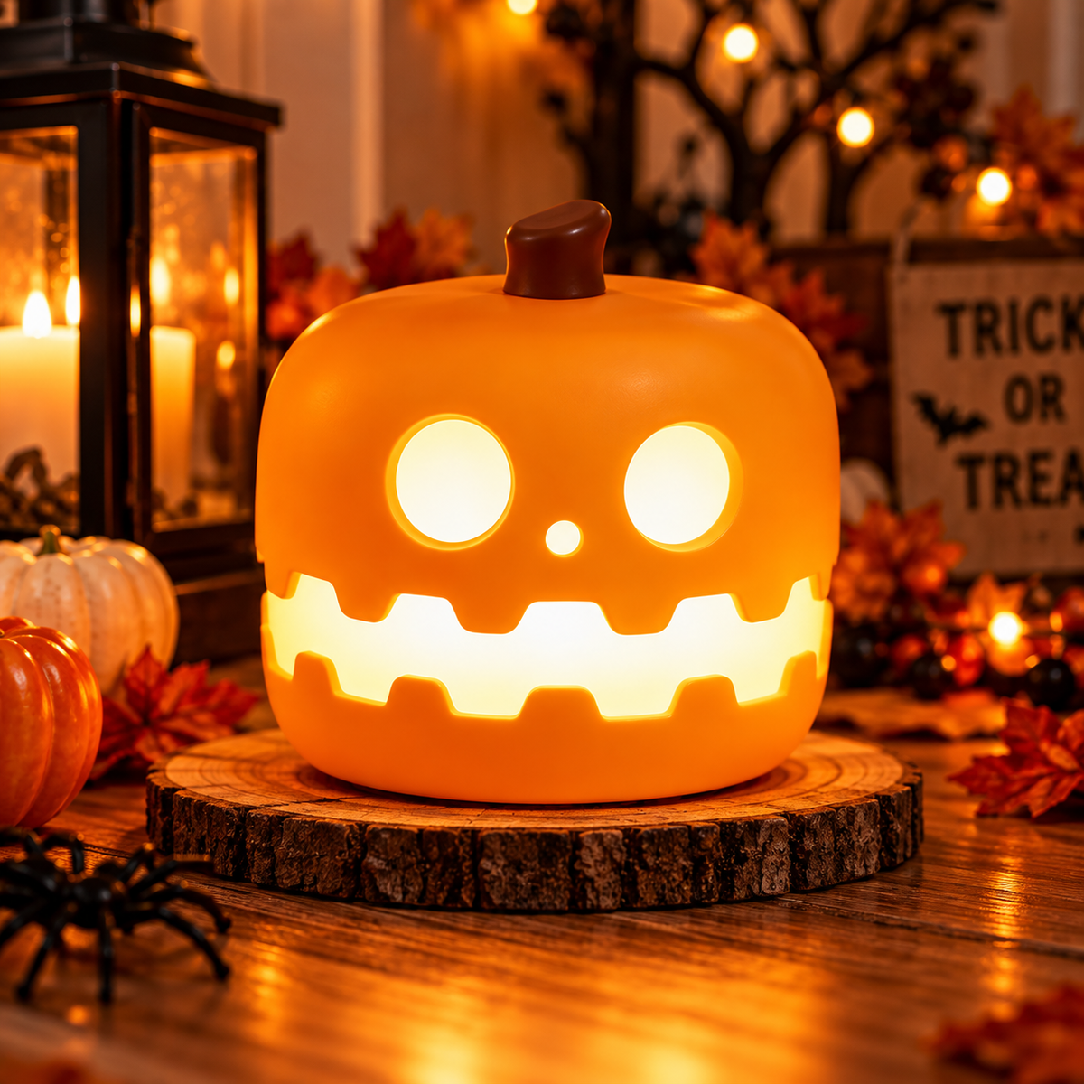 Halloween Pumpkin LED Night Light – Rechargeable Ambience Lamp