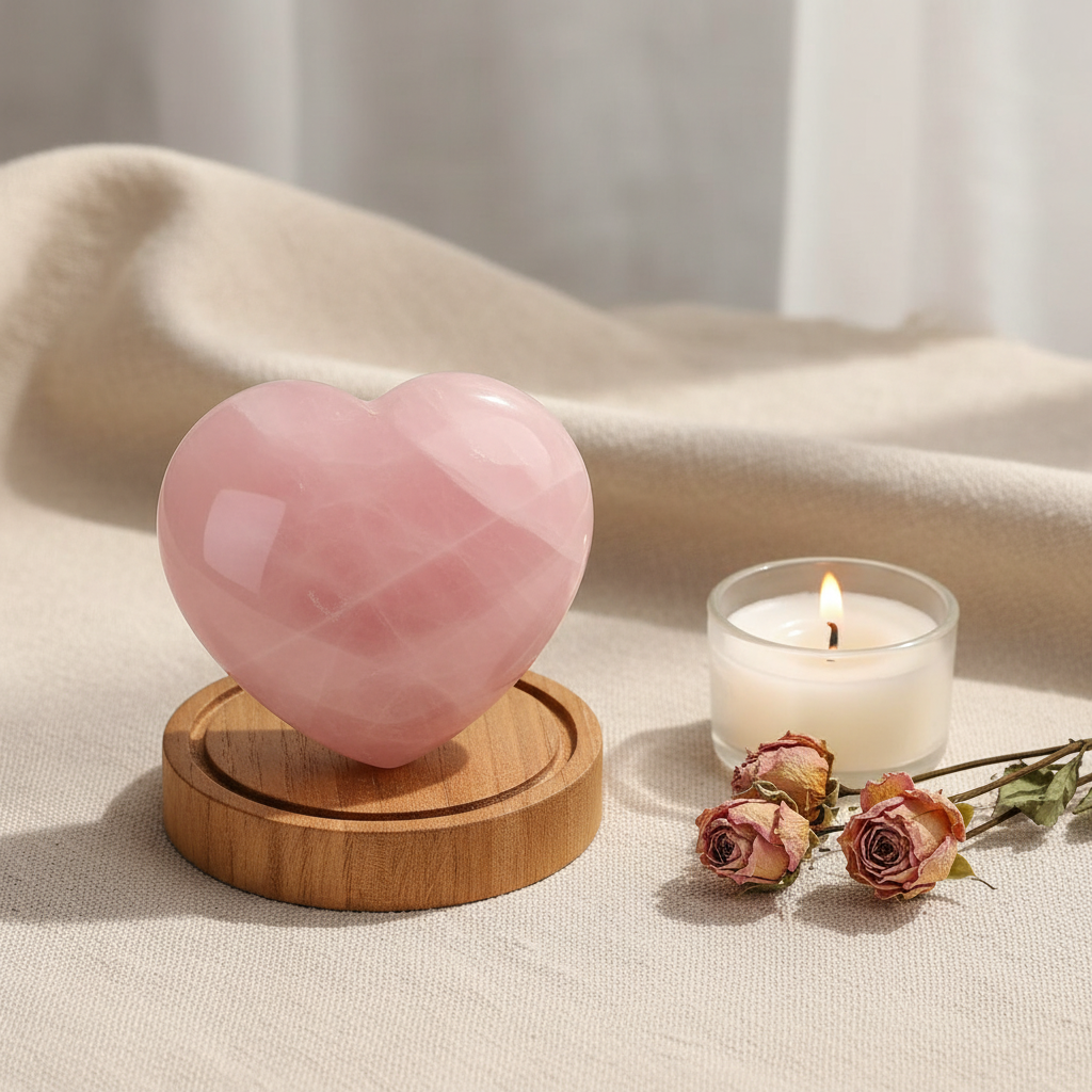 Rose Quartz Heart Display