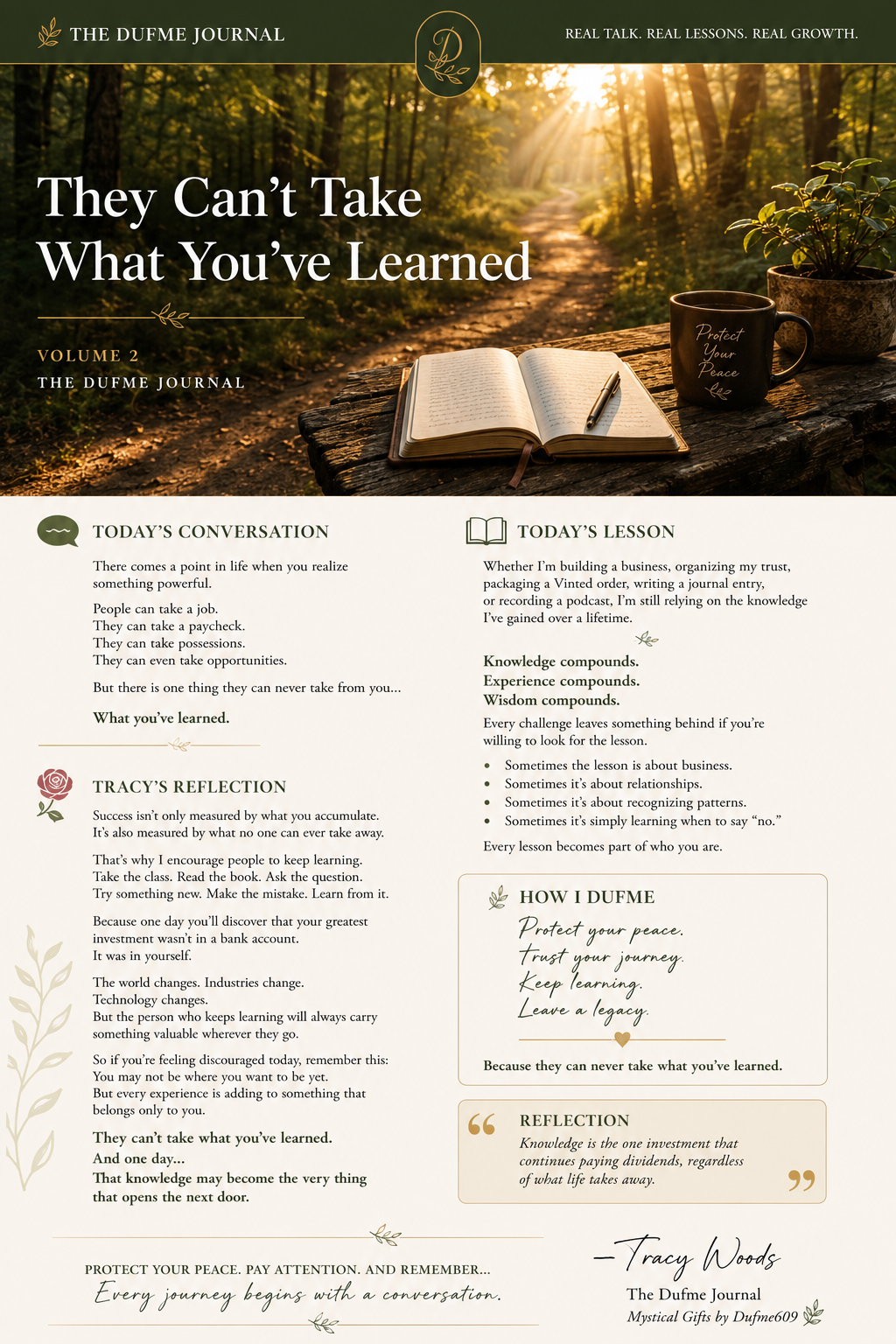 They Can't Take What You've Learned — The Dufme Journal Volume 2 by Tracy Woods