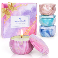 Aromatherapy Candles Gift Set – 4 Scents | Spring Lemon, Fig, Wood Sage & Sea Salt | 80 Hours