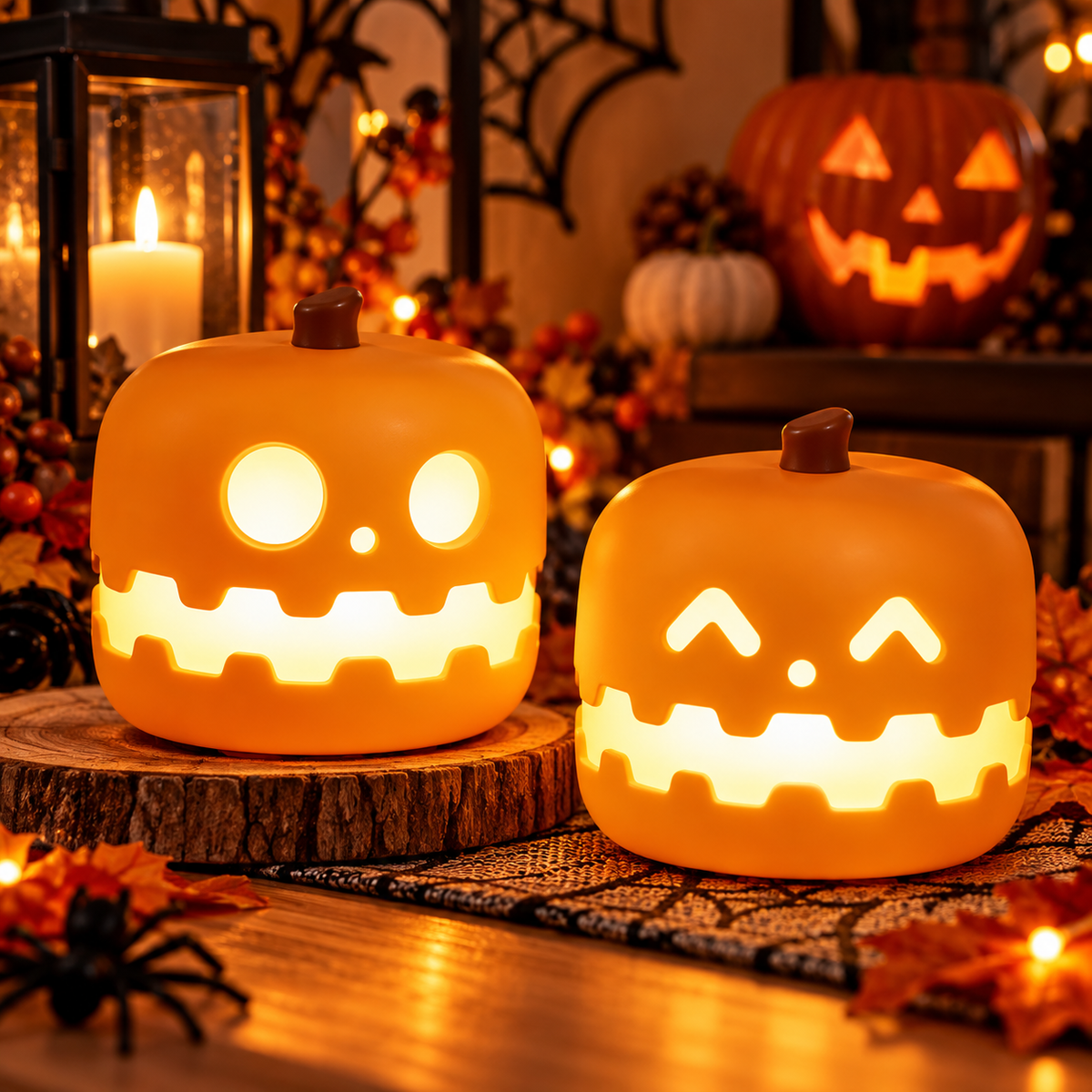 Halloween Pumpkin LED Night Light – Rechargeable Ambience Lamp
