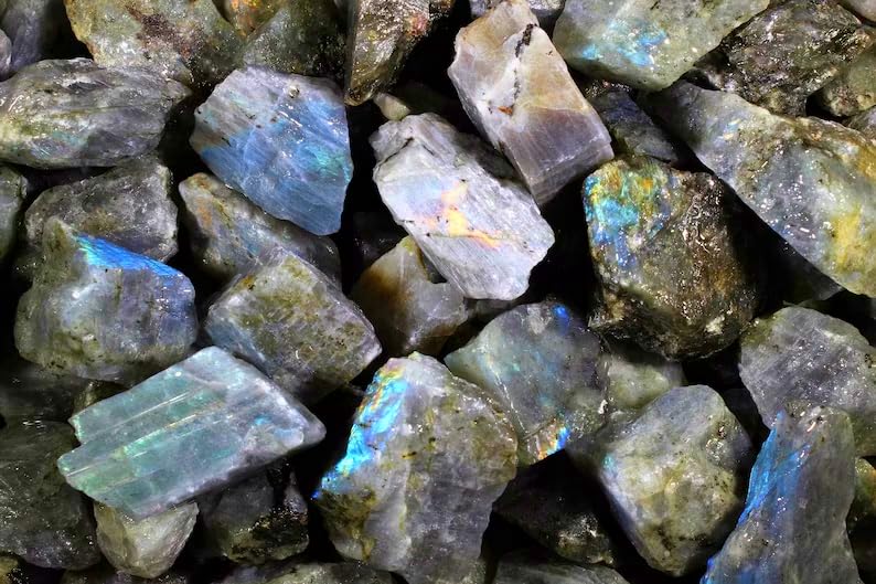 Zenkeeper Raw Labradorite Stones — 1lb Bulk Rough Crystals for Tumbling & Healing