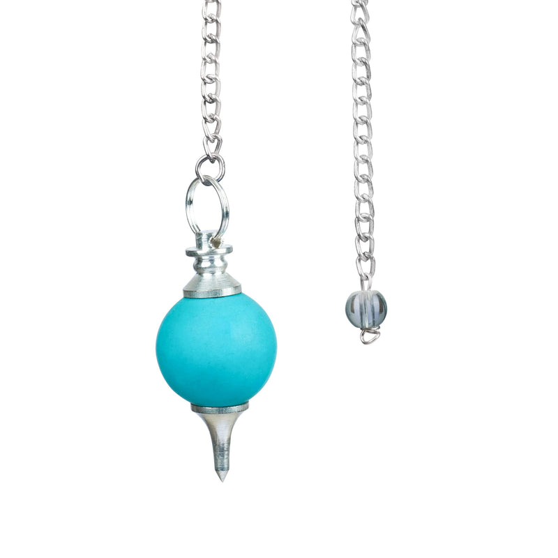 Turquoise Ball Crystal Pendulum — Reiki Dowsing & Chakra Healing with Silver Chain