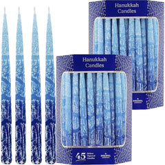 Hanukkah Chanukah Candles 2-Pack — Dripless Multi Blue Frosted Tapered Menorah Candles
