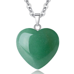 Green Aventurine Heart Crystal Necklace — Natural Pendant for Everyday Wear