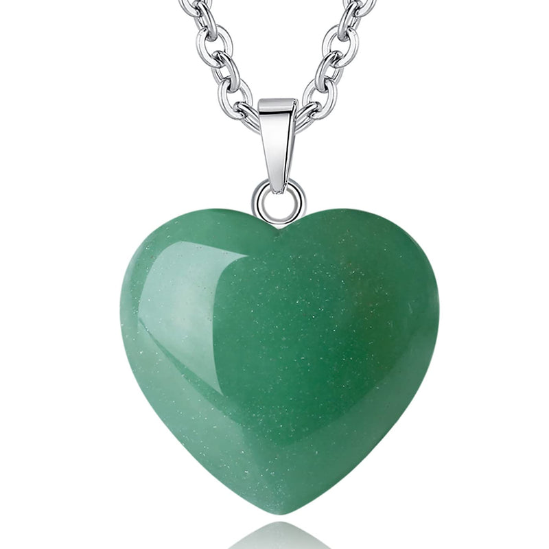 Green Aventurine Heart Crystal Necklace — Reiki Healing Love Stone Pendant