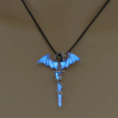 Glow-in-the-Dark Dragon Pendant Necklace - Luminous Punk Vintage Style