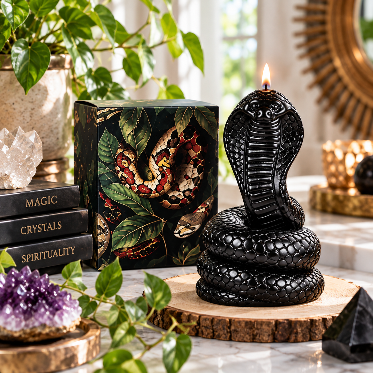 Black Cobra Snake Candle – Gothic Decor Gift