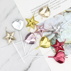 Metallic Diamond Star Candles for Romantic Celebrations