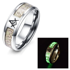 Glow in the Dark Masonic Ring | Symbolic Pattern Jewelry