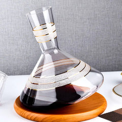 Balance Wine Decanter - Crystal Glass with Wood Base