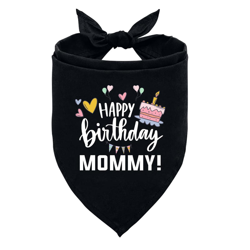 Happy Birthday Mom Dog Bandana - Flannel Triangle Scarf for Small, Medium & Large Dogs