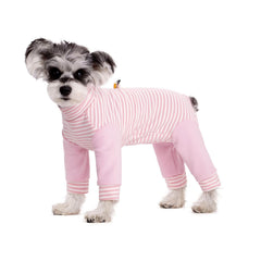Small Dog Recovery Jumpsuit - Stripe Anti-Shedding Pajama Onesie for Post-Surgery & Daily Wear
