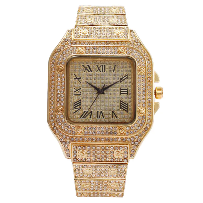 Square Diamond Gradient Roman Ladies Watch - Elegant Timepiece