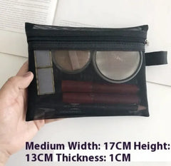 Portable Mini Mesh Makeup Bag - Compact Travel Organizer