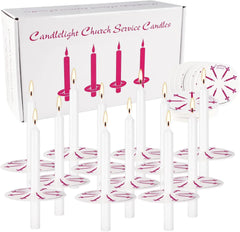 200 Pack White Unscented Taper Candle with Drip Protectors Church Candles Vigil Candles Shabbat Candles Prayer Candles 5 Inch