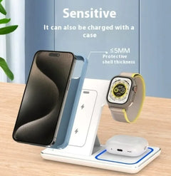 3-in-1 Wireless Charger Stand - 15W Fast Charging Station