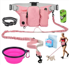 Hands-Free Dog Leash Fanny Pack Bundle - Waist Belt, Treat Pouch, Bungee Leash & Collapsible Bowl