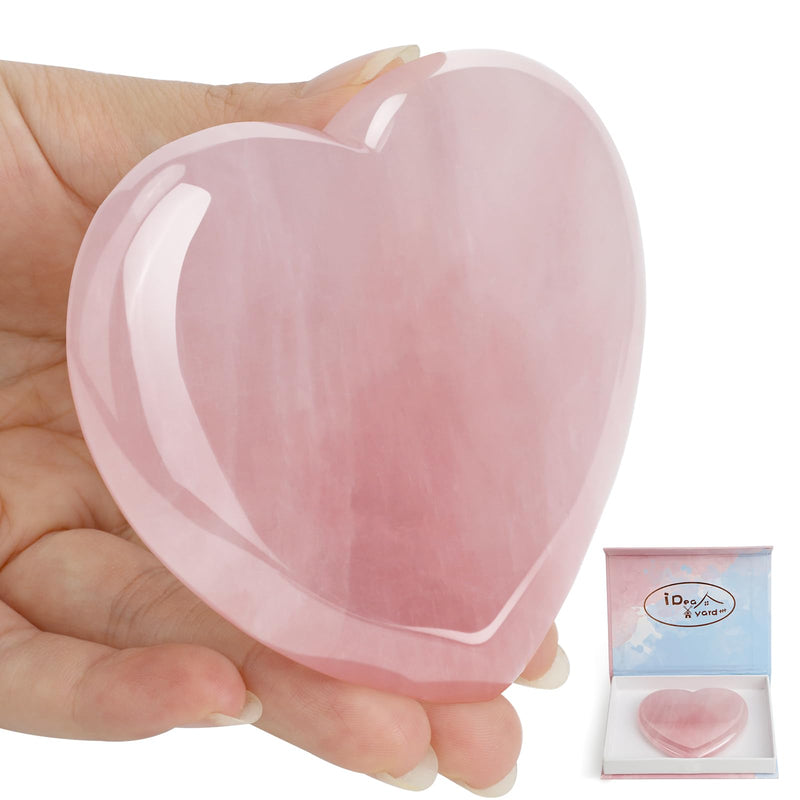 Rose Quartz Heart Love Stone - 75mm Polished Crystal Heart for Meditation & Reiki