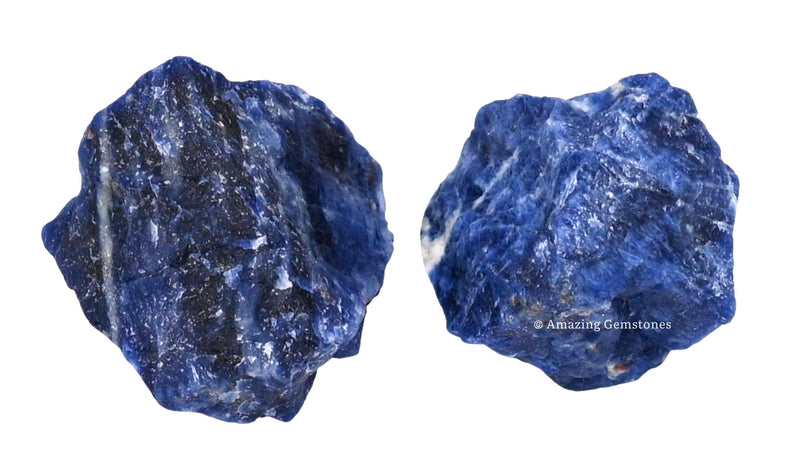 Sodalite Raw Crystals — 1lb Natural Rough Healing Stones with Velvet Bag