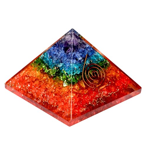 Chakra Healing Orgone Pyramid – Large Crystal Energy Generator for Meditation & Home Decor
