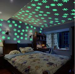 3D Glow-in-the-Dark Snowflake Wall Stickers - 50 Pack Winter Decor