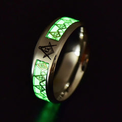 Glow in the Dark Masonic Ring | Symbolic Pattern Jewelry