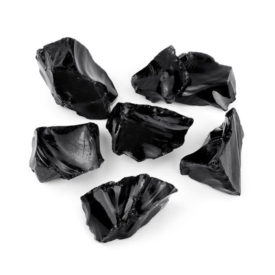 Black Obsidian Raw Stones — 0.55lb Natural Rough Crystals for Meditation & DIY