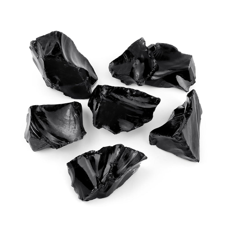 Black Obsidian Raw Stones — 0.55lb Natural Rough Crystals for Meditation & DIY