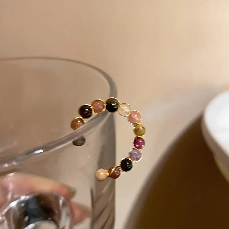 Retro Elegant Color Crystal Agate Ring