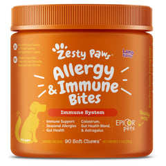 Zesty Paws Dog Allergy Relief Chews - Probiotics for Itchy Skin, Ears & Immune Support - Lamb 90ct