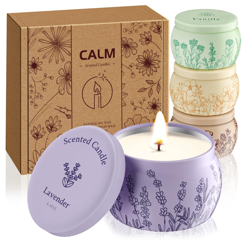 WarmEmbrace Romantic Scented Candles 4-Pack — 17.6oz Soy Wax Candle Set 120H