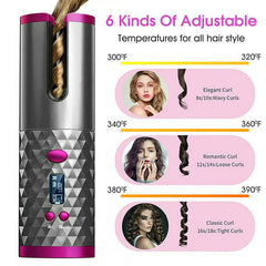 Cordless Auto-Rotating Hair Curler | LCD Ceramic Curling Iron