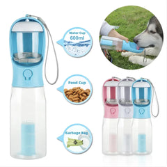 3-in-1 Portable Pet Water Bottle, Feeder & Waste Dispenser