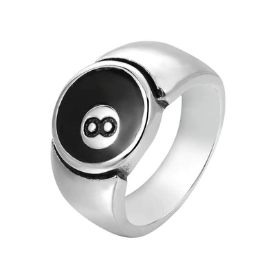 Billiard 8 Ball Ring - Stainless Steel Biker Signet Ring