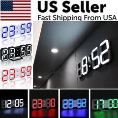 3D LED Digital Clock | Wall Desk Alarm Auto-Dimming