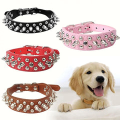 Spiked Dog Collar | Studded Leather Adjustable Collar