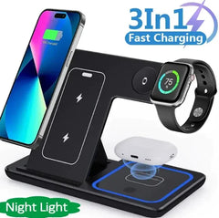 3-in-1 Wireless Charger Stand - 15W Fast Charging Station