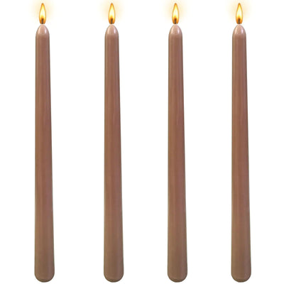 10 inch Brown Taper Candles-Set of 4 Taper Candles - Unscented Dripless and SmokelessTall Candlesticks Home Dinner Party Wedding Halloween ChurchesChristmas (10 inch Brown)