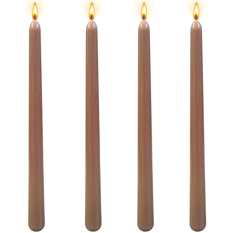 10 inch Brown Taper Candles-Set of 4 Taper Candles - Unscented Dripless and SmokelessTall Candlesticks Home Dinner Party Wedding Halloween ChurchesChristmas (10 inch Brown)