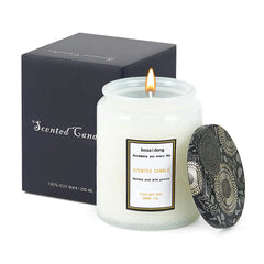 Scented Candles Sets Candles for Home ScentedMade with Natural Soy Wax & Essential Oils (White Jar - 8oz Yarrow)