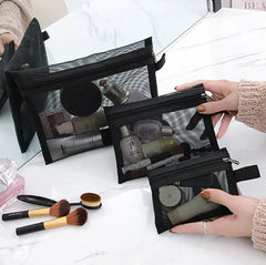 Portable Mini Mesh Makeup Bag - Compact Travel Organizer