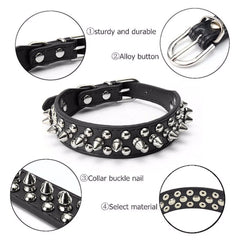 Spiked Dog Collar | Studded Leather Adjustable Collar