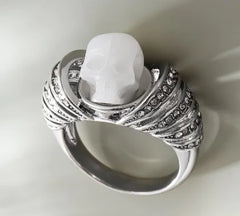 Gothic Pearl Skull Ring - Statement Jewelry for Women