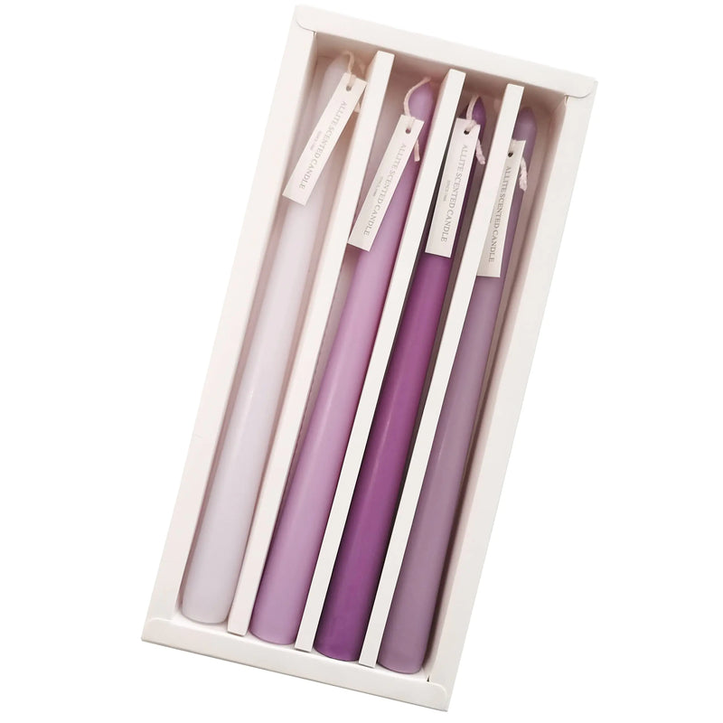 Soothing Lavender Fragrance Purple Gradient Color Scented Taper Candles Smokeless Candle Long Candles Wax Colored Taper Candles for Decor WeddingFestival and Special Occasions