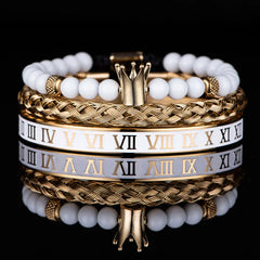 Roman Numerals Crown Stainless Steel Bracelet - Elegant Accessory