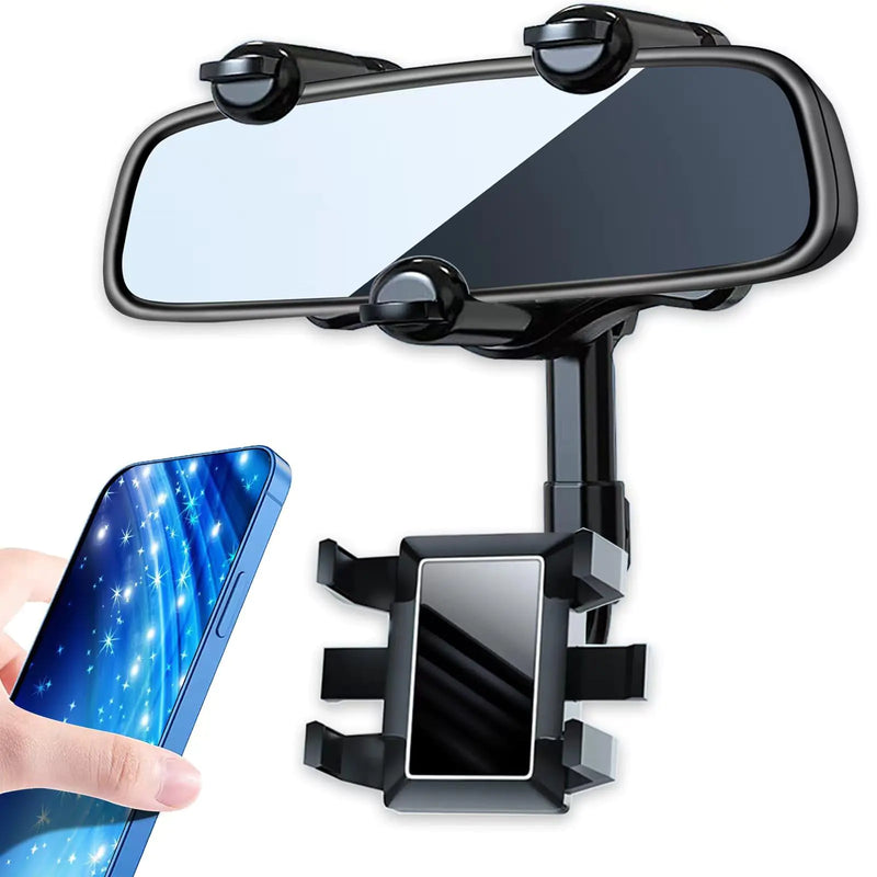 Rear View Mirror Phone Holder - 360° Rotatable Car Mount