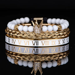 Roman Numerals Crown Stainless Steel Bracelet - Elegant Accessory