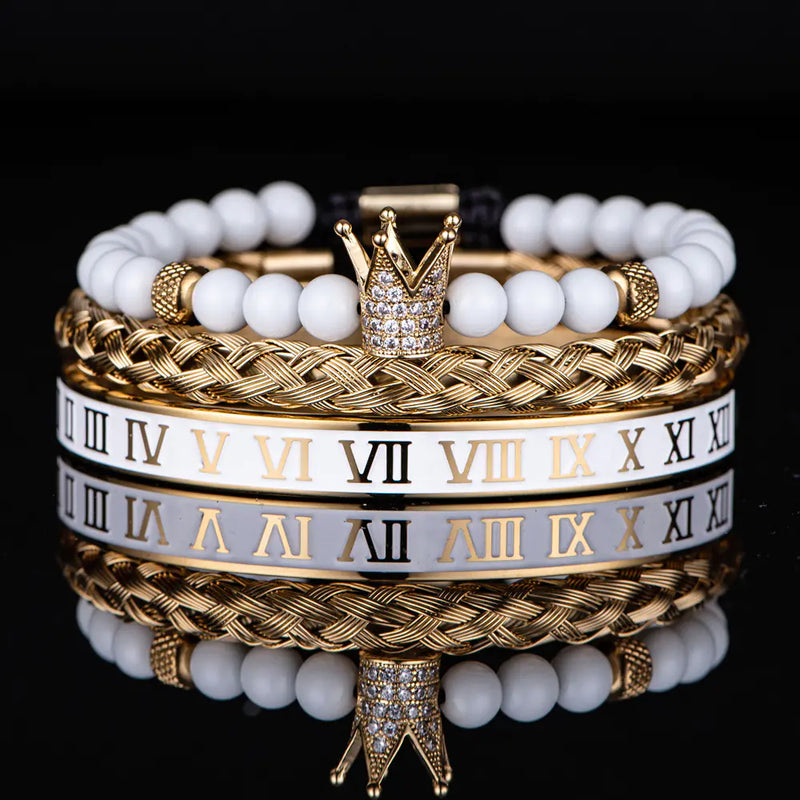 Roman Numerals Crown Stainless Steel Bracelet - Elegant Accessory