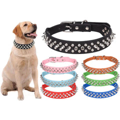 Spiked Dog Collar | Studded Leather Adjustable Collar